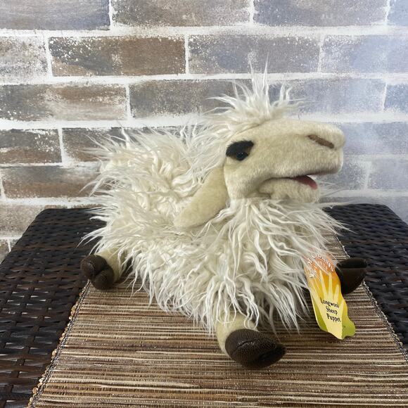 New Retired Folkmanis Hand Puppet Long Wool Sheep 19" long - Picture 3 of 13